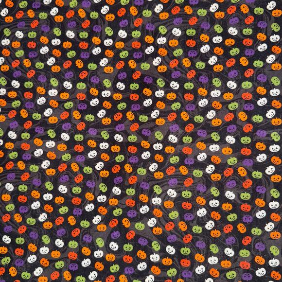 Mini Pumpkins in Orange, Green & Purple Halloween Cotton Fabric - 1/2 Yard - Picture 2 of 8